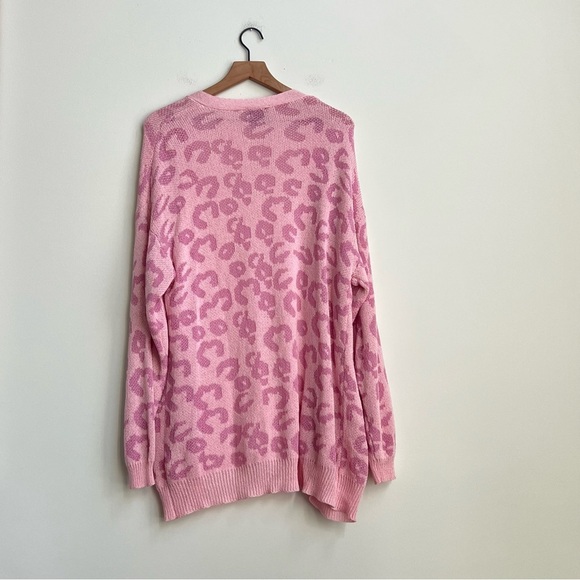 Hayden Los Angeles Pink Animal Print Long Cardigan Make Time For Love Leopard M - Picture 11 of 13